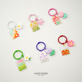 推荐 款 复古花朵优质UV印刷仿贝壳花片精致钥匙链包挂件挂饰