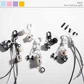 小红书热推小香风毛绒爱心钥匙扣包包挂饰创意礼品黑白挂件汽车