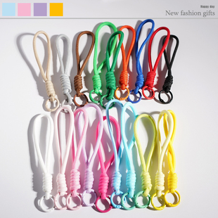新款彩虹色编织钥匙扣挂绳手机挂件便携防丢包挂饰