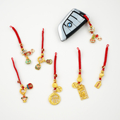 钥匙扣沙金铜财神爷龙年吞金兽古法金挂饰汽车钥匙链挂件