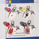 新款 创意迷你扑克牌钥匙扣情侣礼物浪漫简约骰子串包挂件 创意个性