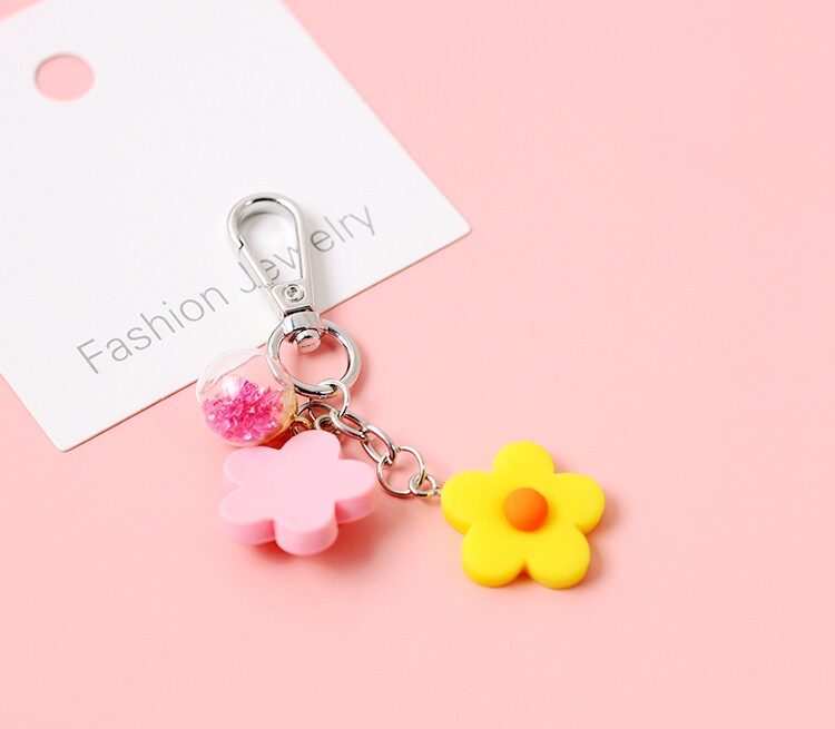 꽃 벨 키 체인 요정 캔디 컬러 꽃 가방 펜던트 자동차 액세서리 AIRPOD 펜던트