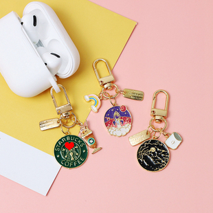 韩国ins火箭粉色溜冰鞋可爱咖啡airpodspro保护套挂件包包钥匙扣