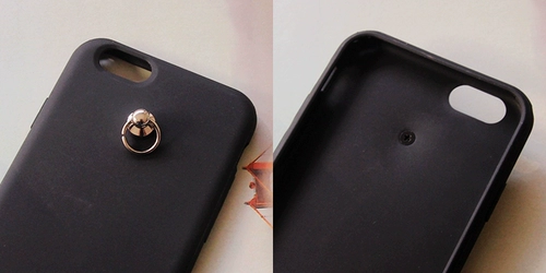 Мобильный телефон, дырокол с грибочками-гвоздиками, браслет, защита при падении