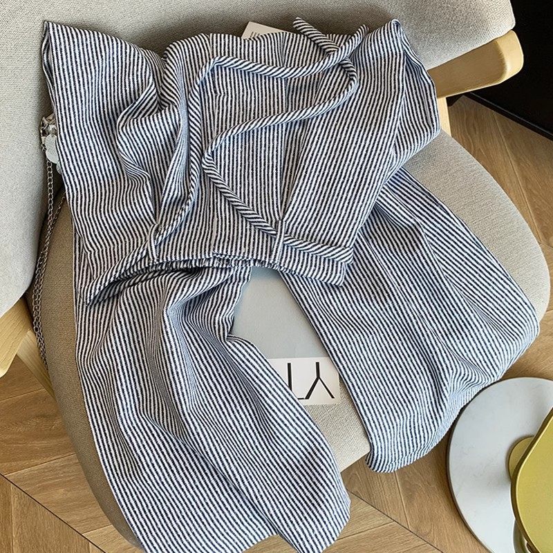 多巴胺巨遮胯 竖条纹慵懒风阔腿长裤子女高腰垂感,女装/女士精品,休闲裤,淘宝优惠券,粉丝福利购,淘宝优惠卷