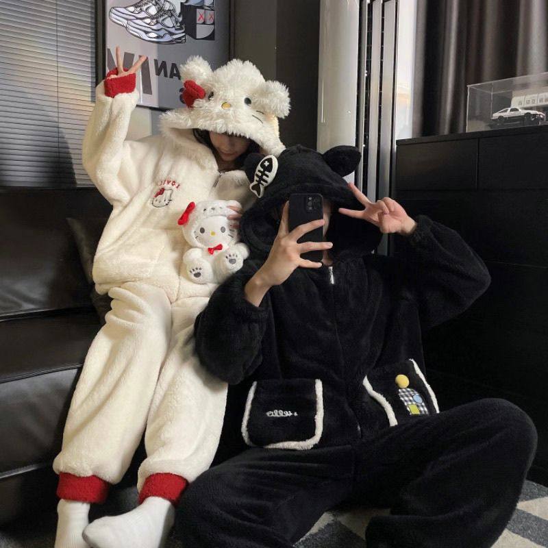 珊瑚绒情侣睡衣套装开衫