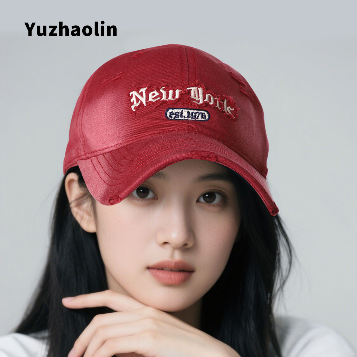 【大头可戴】美式红色百搭棒球帽
