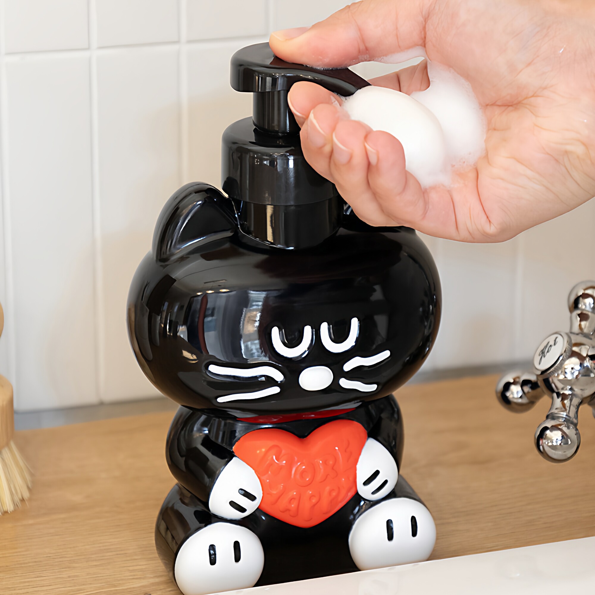 韩国Brunch Brother 可爱猫按压式洗手液泡沫起泡瓶 洗洁清分装瓶