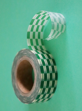 韩国Malgrecela 绿色长方形美纹纸质胶带 纸质素材手账纸贴纸