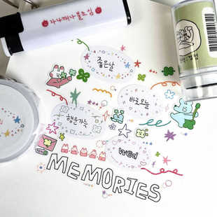 韩国sukeydokey 可写字花火圆环切模美纹胶带 手帐素材贴纸