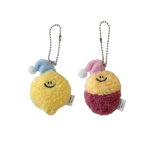 韩国SecondMorning 带睡帽可爱柠檬红薯毛绒钥匙链包包挂件