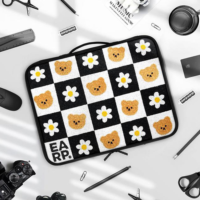 韩国EARPEARP 高级感女生小众14寸macbook air 16寸PRO手提防震电脑包内胆包 可爱小熊头像笔记本保护包