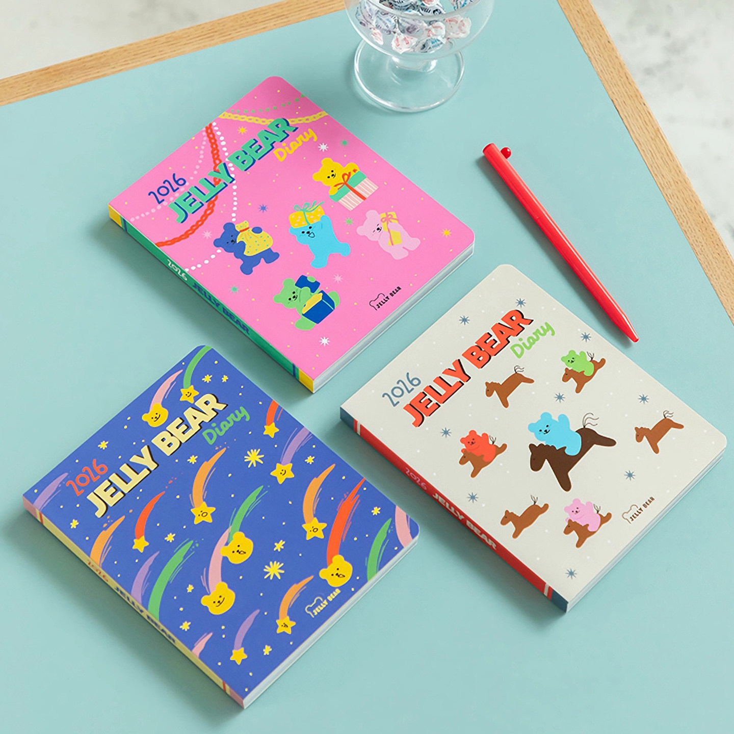 韩国DAILYLIKE 可爱彩页2026年果冻熊手帐 一周两页周计划日记本,文具电教/文化用品/商务用品,手帐/日程本/计划本,淘宝优惠券,粉丝福利购,淘宝优惠卷