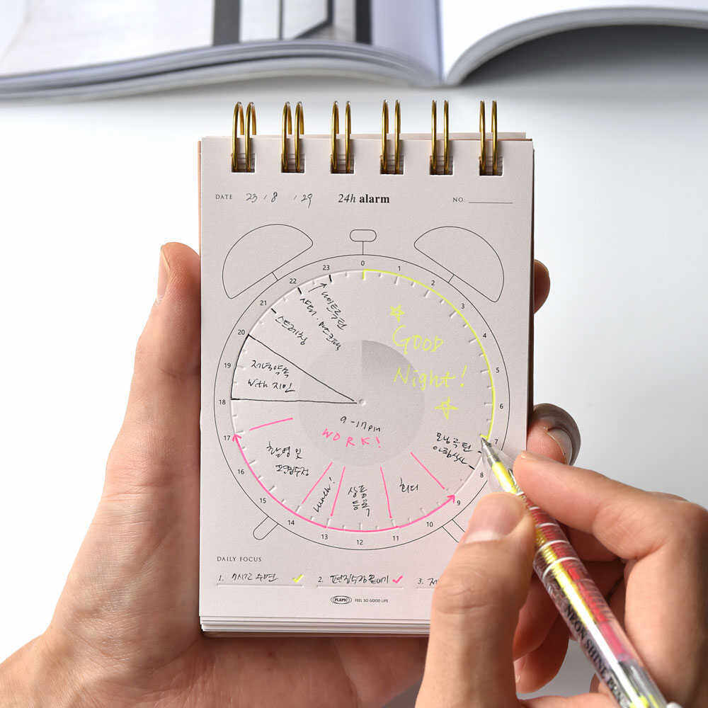 韩国Plepic 可摆台压线时钟线圈计划本 Press Time Note