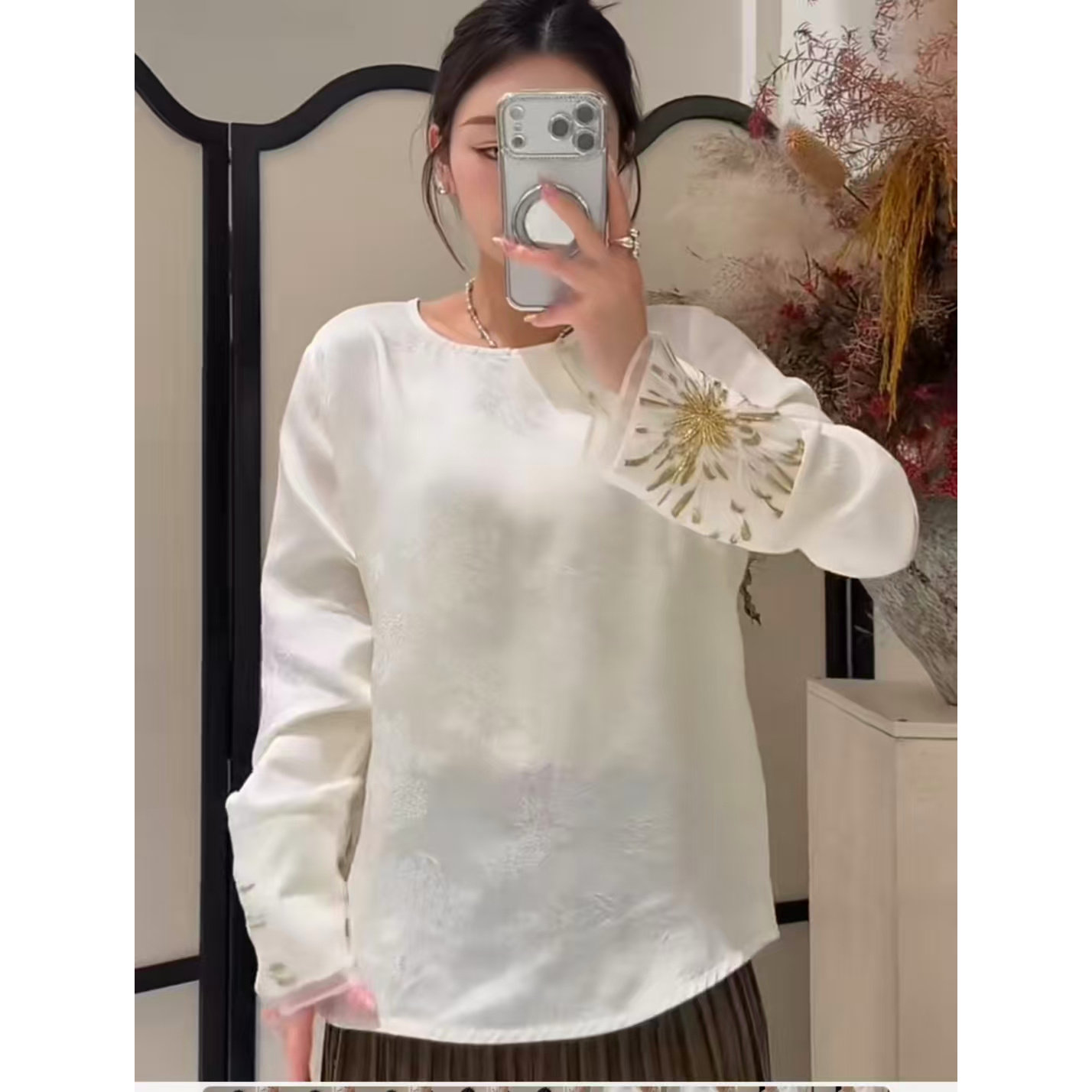 大码胖mm新中式国风打底衫2026早春新款圆领袖口重工内搭百搭上衣,女装/女士精品,大码内搭,淘宝优惠券,粉丝福利购,淘宝优惠卷