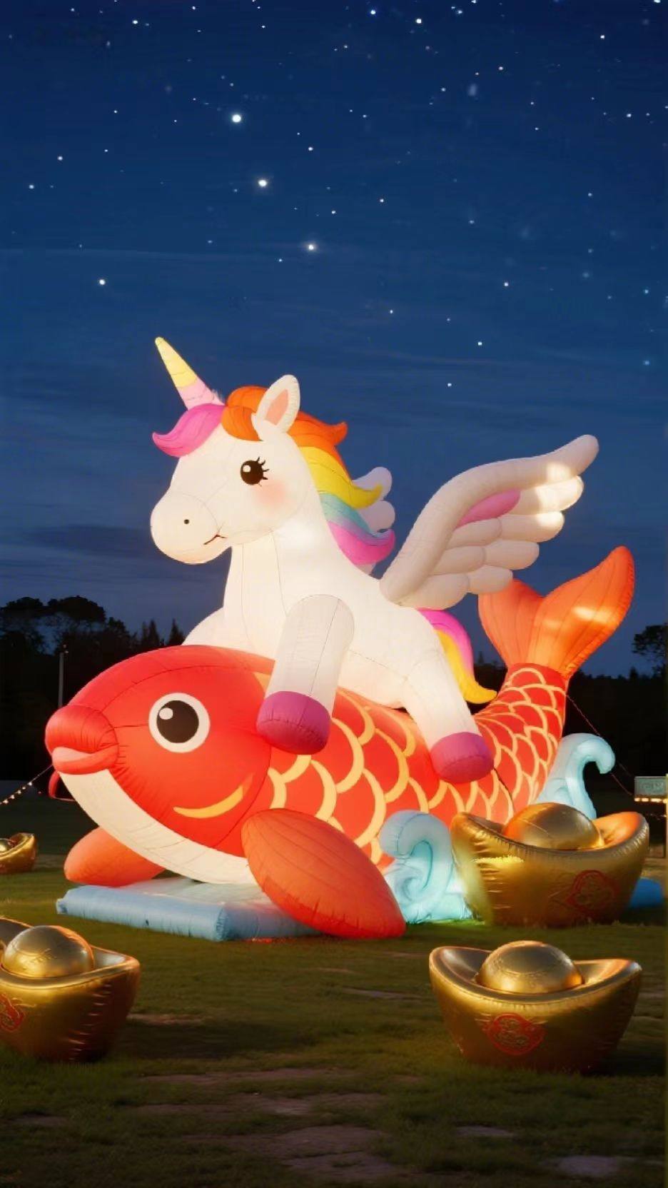 充气网红美陈打卡通毛绒定制爱心印字广告气模花朵造型国庆中秋节