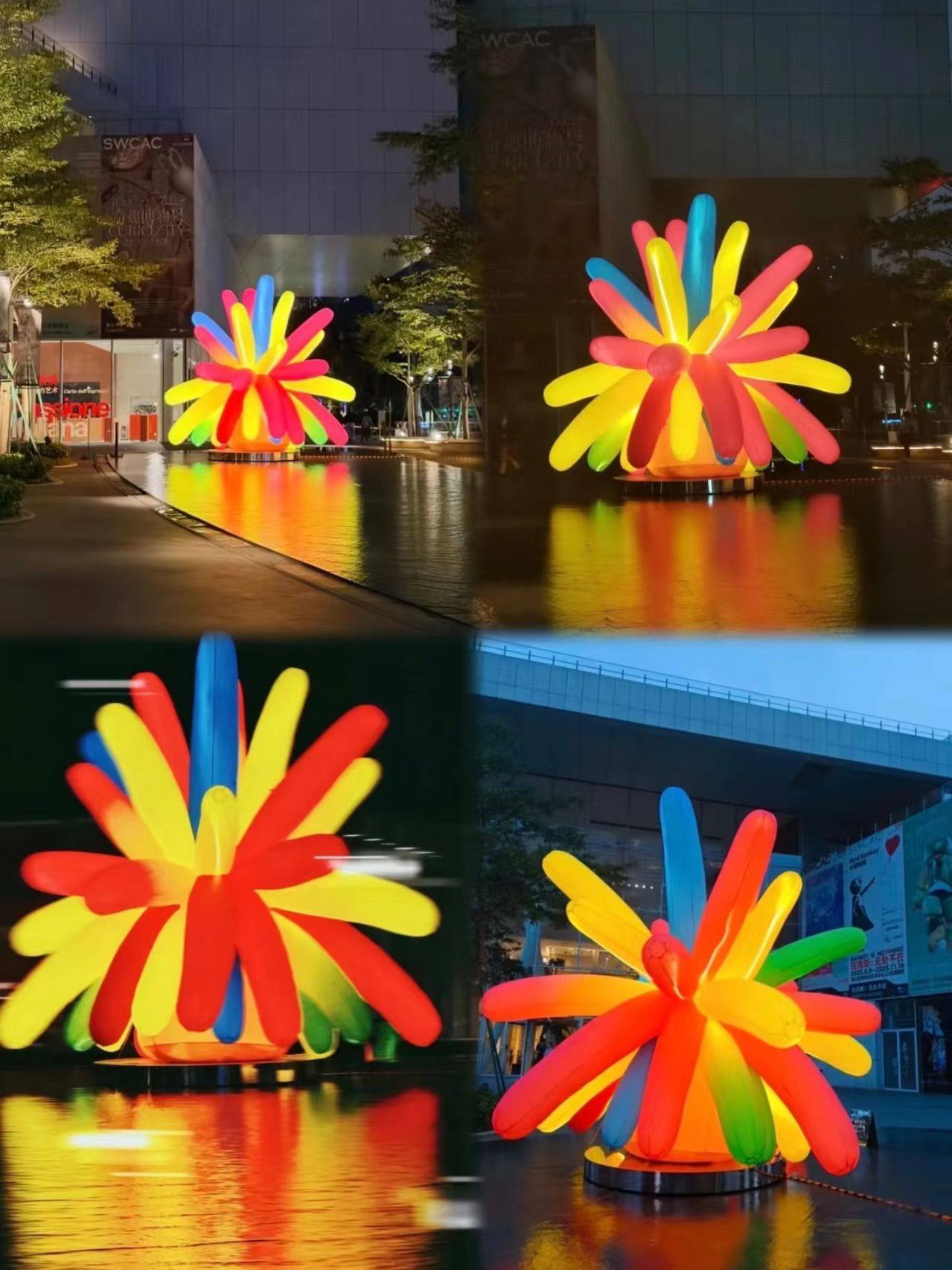 充气网红美陈打卡通毛绒定制爱心印字广告气模花朵造型国庆中秋节