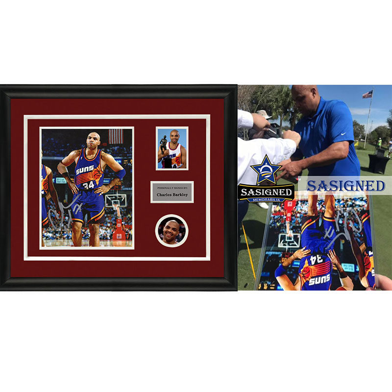 巴克利 charles barkley 亲笔签名照片裱框含sa证书 sa proof