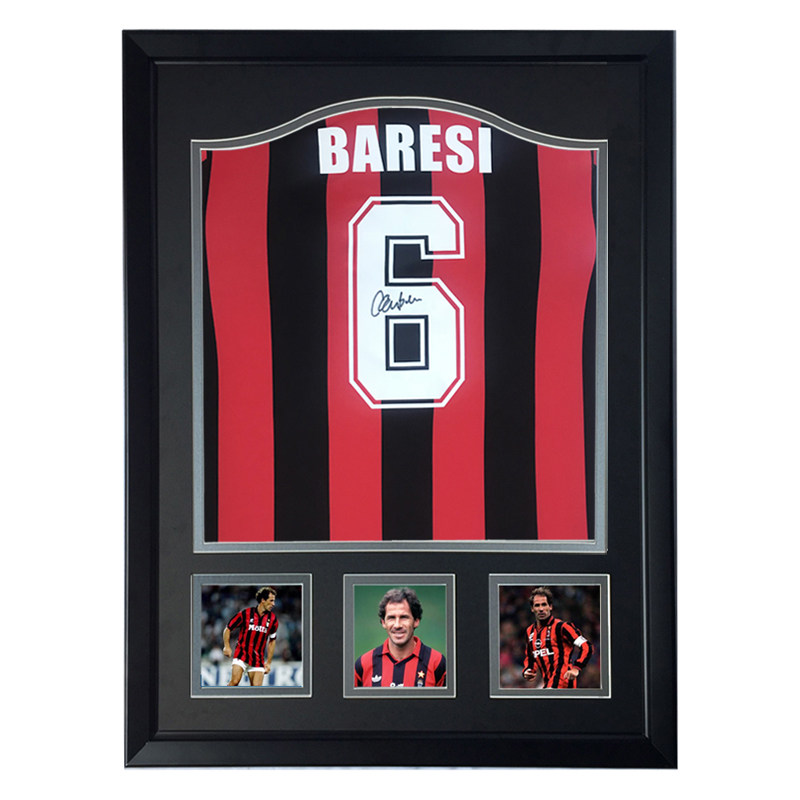 91-92ac米兰队 弗朗哥巴雷西亲笔签名足球服球衣含sa证书裱框收藏