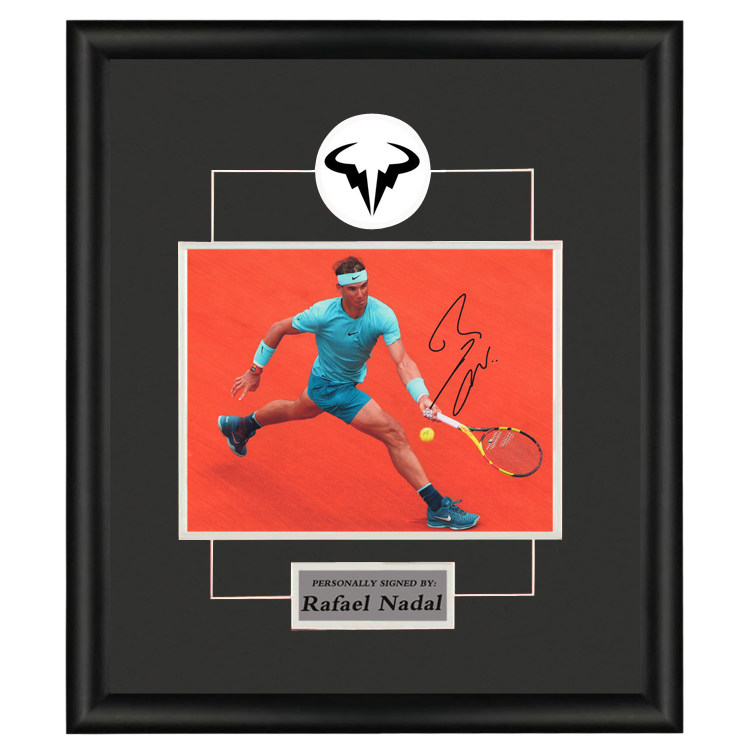 网球选手红土之王拉斐尔纳达尔亲笔签名照片 含证书 裱框