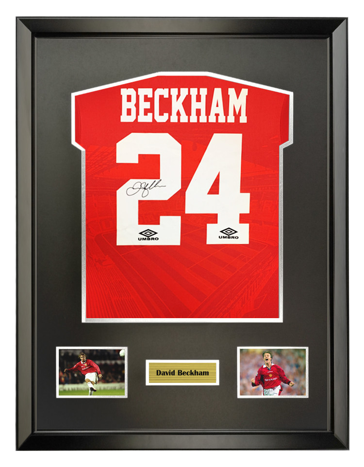 曼联 小贝 大卫贝克汉姆亲笔签名足球服24号球衣含sa证书裱框