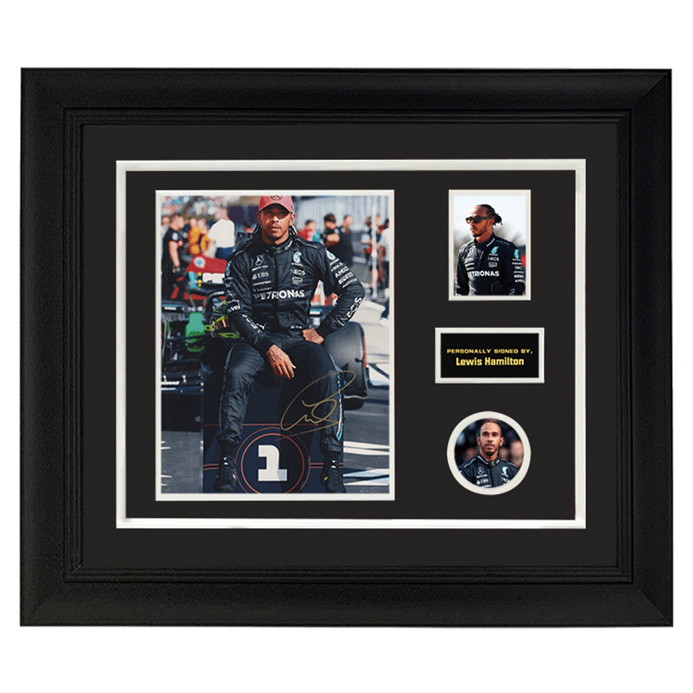 现货收藏 f1 刘易斯汉密尔顿 亲笔签名照片 含证书裱框