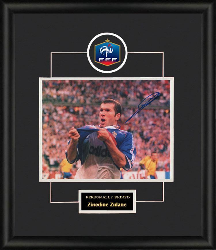 收藏 齐达内 齐祖 亲笔签名照片裱框 含sa证书 法国国家队