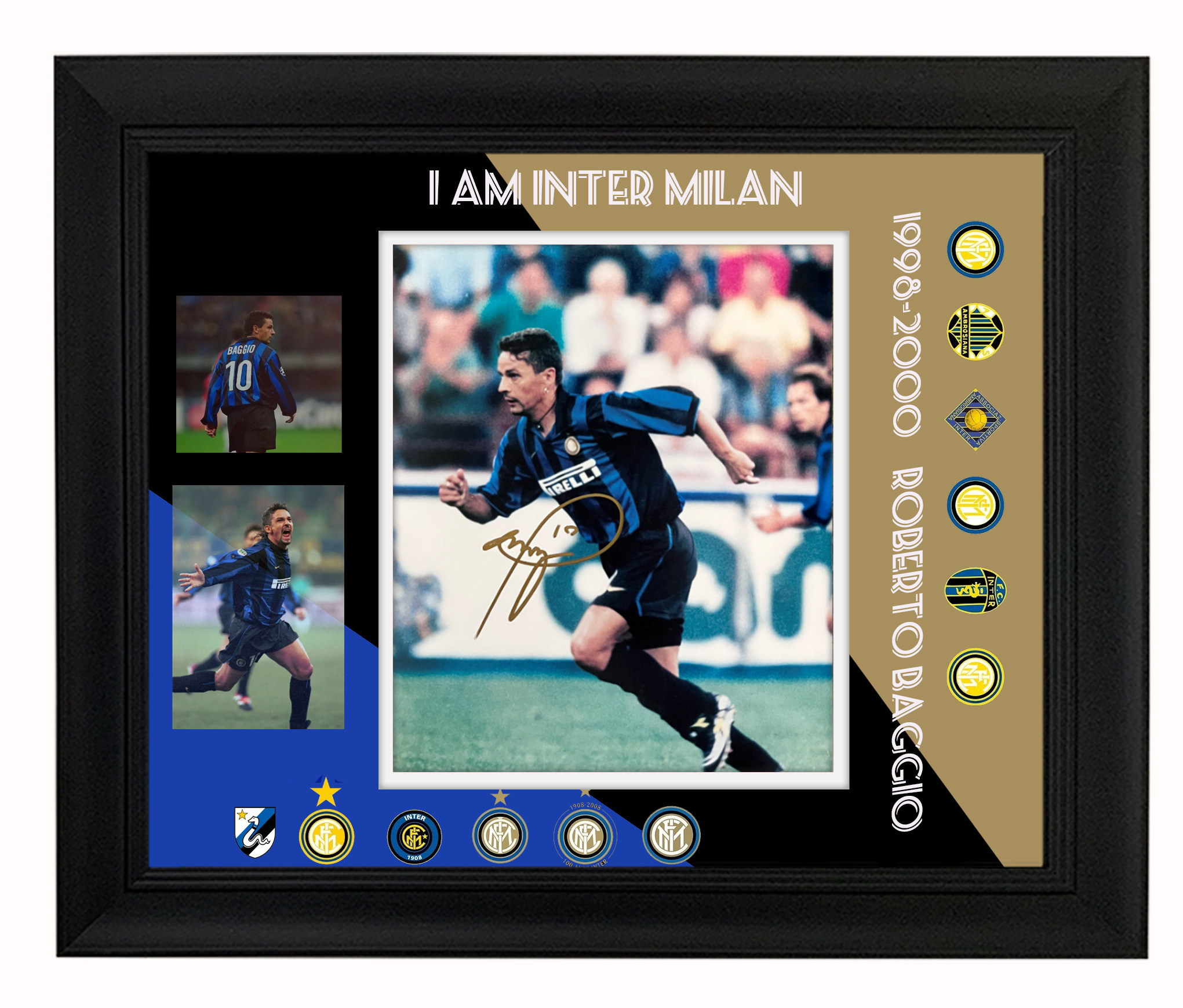 国际米兰 罗伯特巴乔 亲笔签名照片 含sa证书