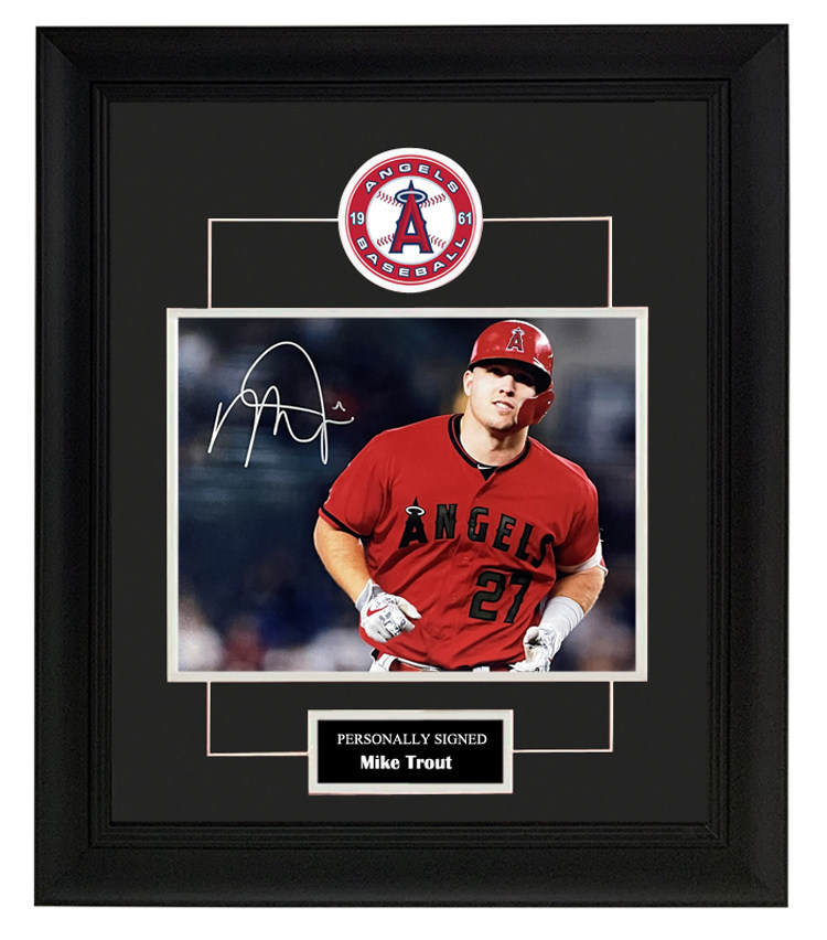收藏 迈克特劳特 亲笔签名 照片裱框 含sa证书 洛杉矶天使队mlb
