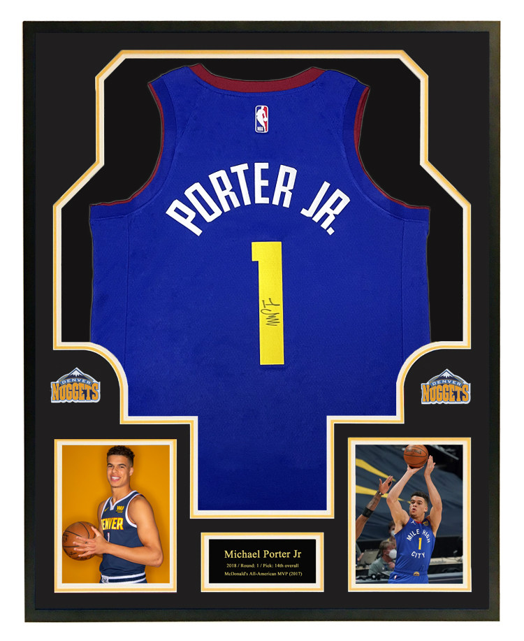 掘金队 小迈克尔波特 亲笔签名球衣 小波特 带证书