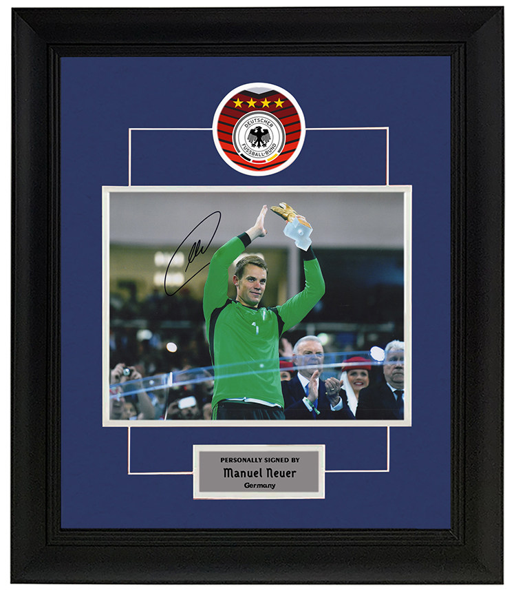 收藏 诺伊尔 亲笔签名 照片 2014世界杯德国队 裱框 含sa证书