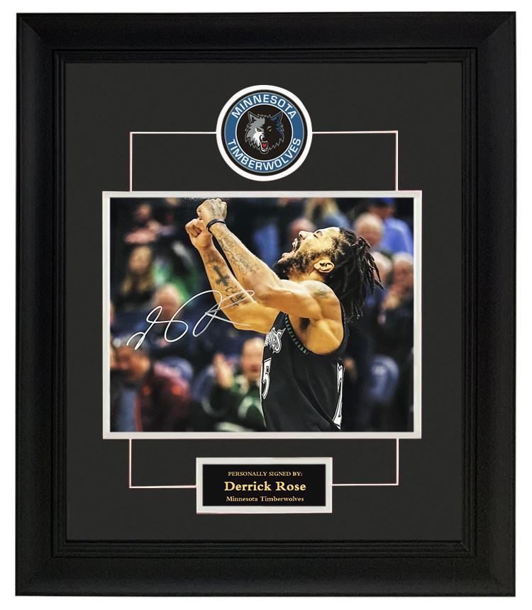 罗斯亲笔签名森林狼照片 50分记录之夜 裱框 带证书