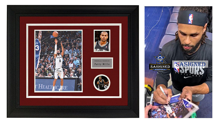 马刺队 帕蒂米尔斯 亲笔签名照片 含sa证书 裱框 proof