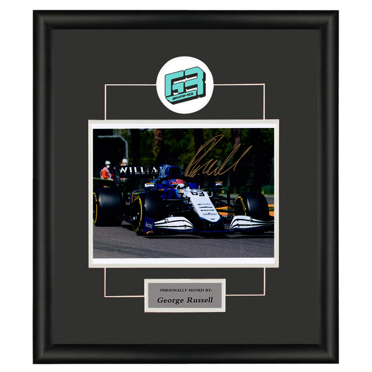 f1赛车手奔驰车队乔治拉塞尔亲笔签名照片含证书裱框