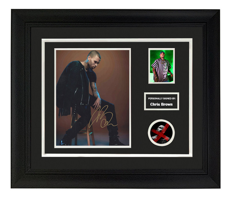收藏 克里斯布朗chris brown 亲笔签名 照片裱框 含sa证书 x