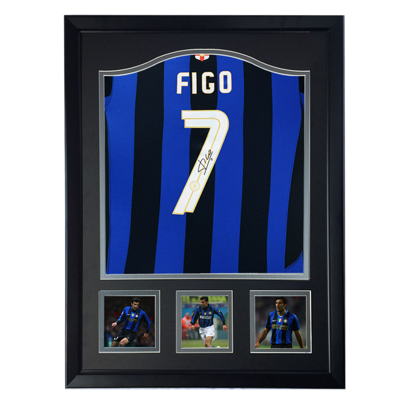 国际米兰 路易斯菲戈 亲笔签名 足球服球衣 含sa证书 精致裱框