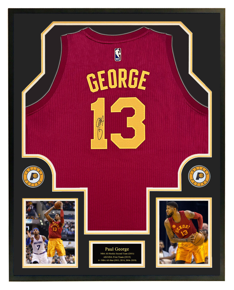 保罗乔治亲笔签名13号球衣 步行者复古 裱框 带证书