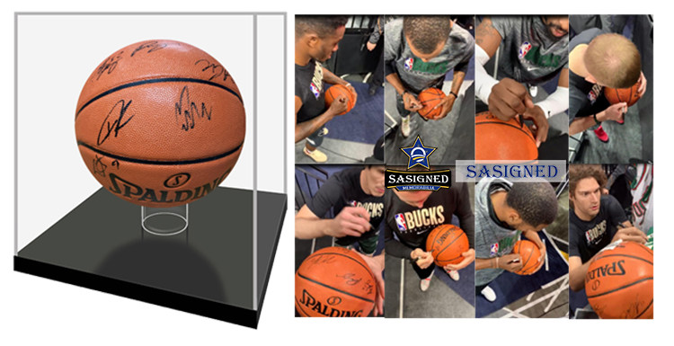 19-20赛季雄鹿全队 字母哥 米德尔顿 洛佩兹 亲笔签名篮球 含证书