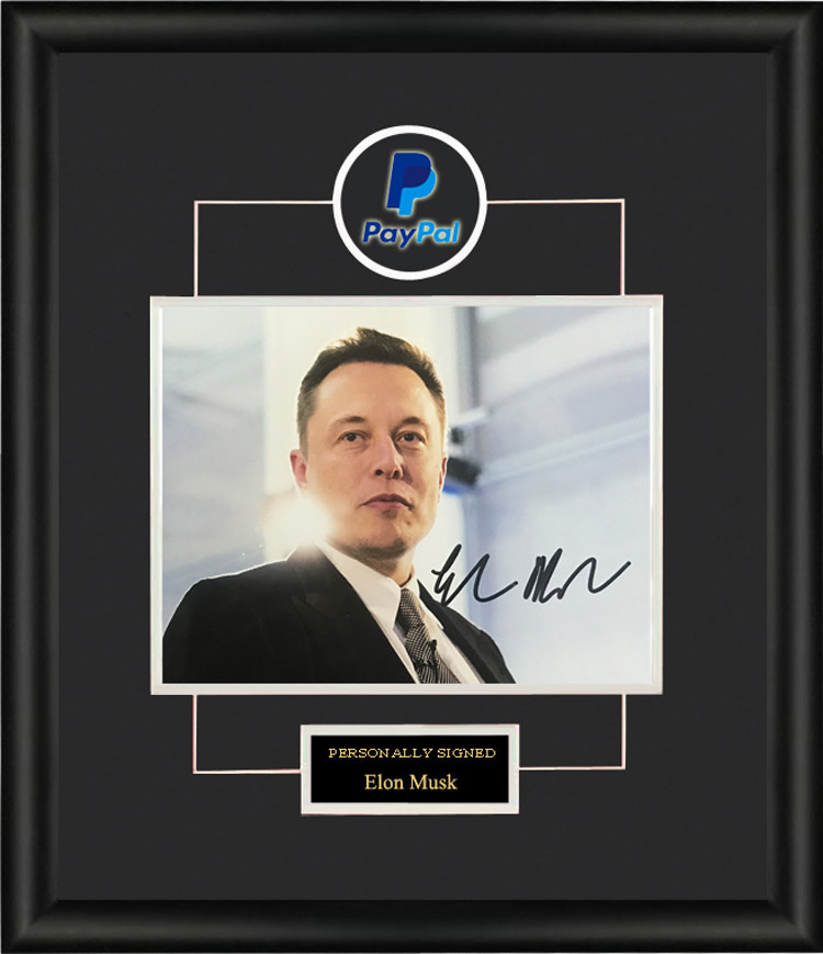 elon musk埃隆马斯克 亲笔签名照片裱框 含sa证书 space x paypal