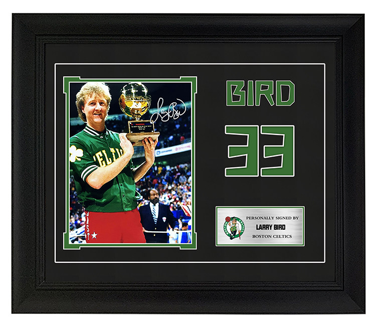 大鸟伯德亲笔签名照片 凯尔特人拉里伯德 带证书 装裱收藏