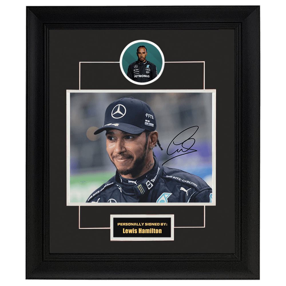 现货收藏 f1 刘易斯汉密尔顿 亲笔签名照片 含证书裱框