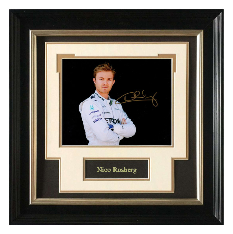 收藏 尼科罗斯伯格 f1赛车手 亲笔签名 照片裱框 含sa证书