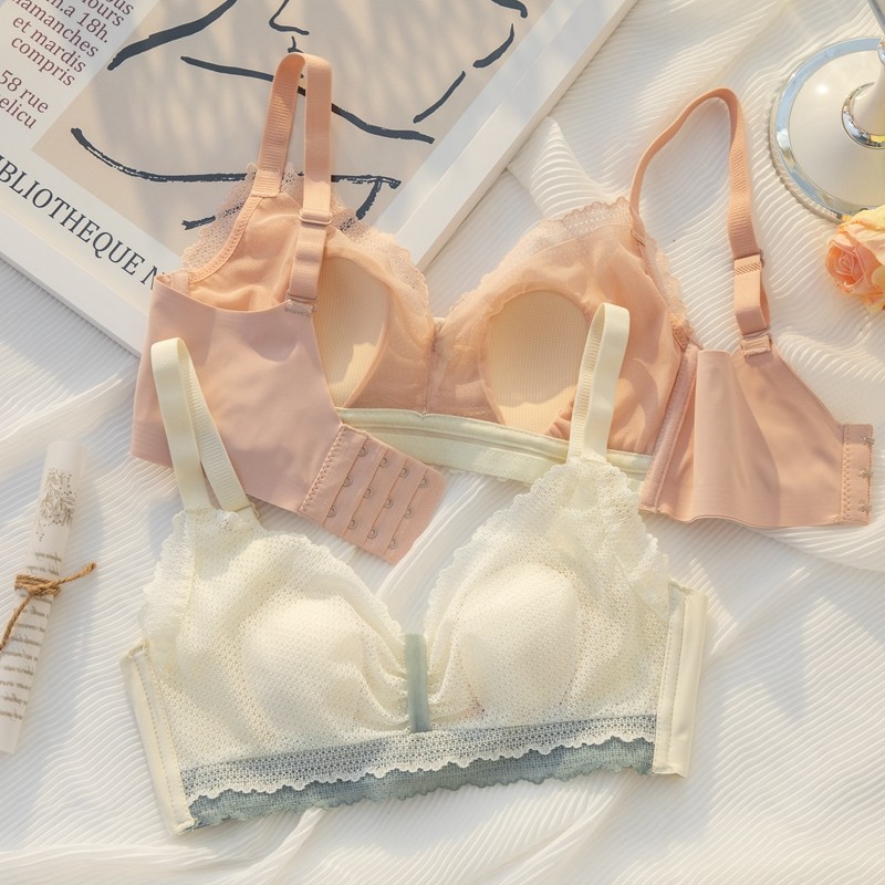 夏季水晶杯内衣女大胸显小超薄款无钢圈聚拢收副乳性感缩胸文胸罩