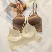 法式 大胸显小无痕性感少女风冰丝聚拢美背文胸罩 三角杯内衣女薄款