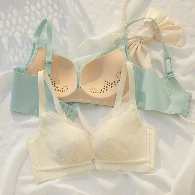 透气内衣女超薄款大胸显小夏季调整型收副乳性感女士文胸罩无钢圈
