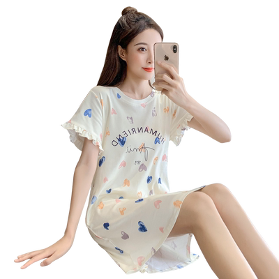 可爱风少女全棉韩版短袖睡裙新品
