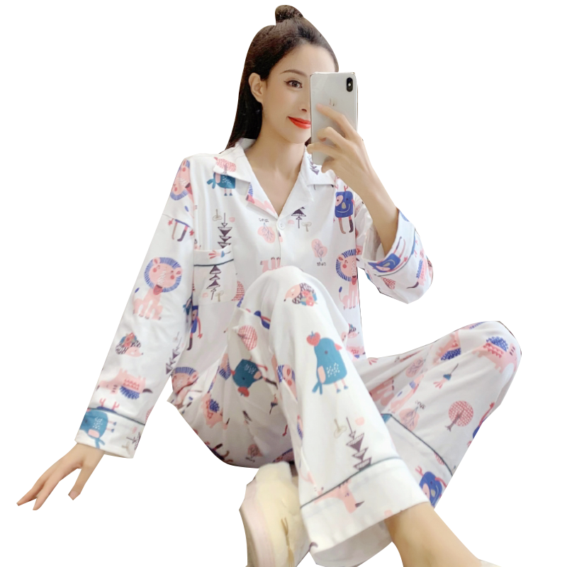 春秋季睡衣女纯棉长袖