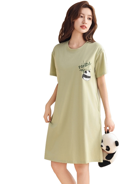 带胸垫睡裙少女可爱小熊猫家居服