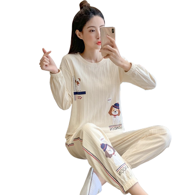 睡衣女春秋款纯棉可爱休闲套头