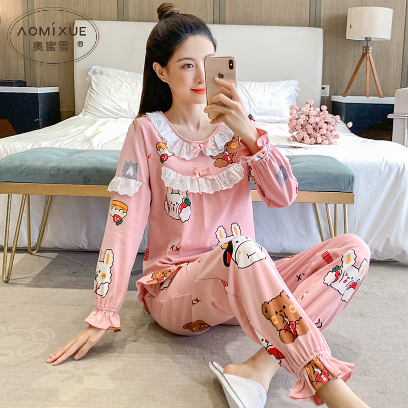 睡衣女纯棉卡通春秋款居家服秋季